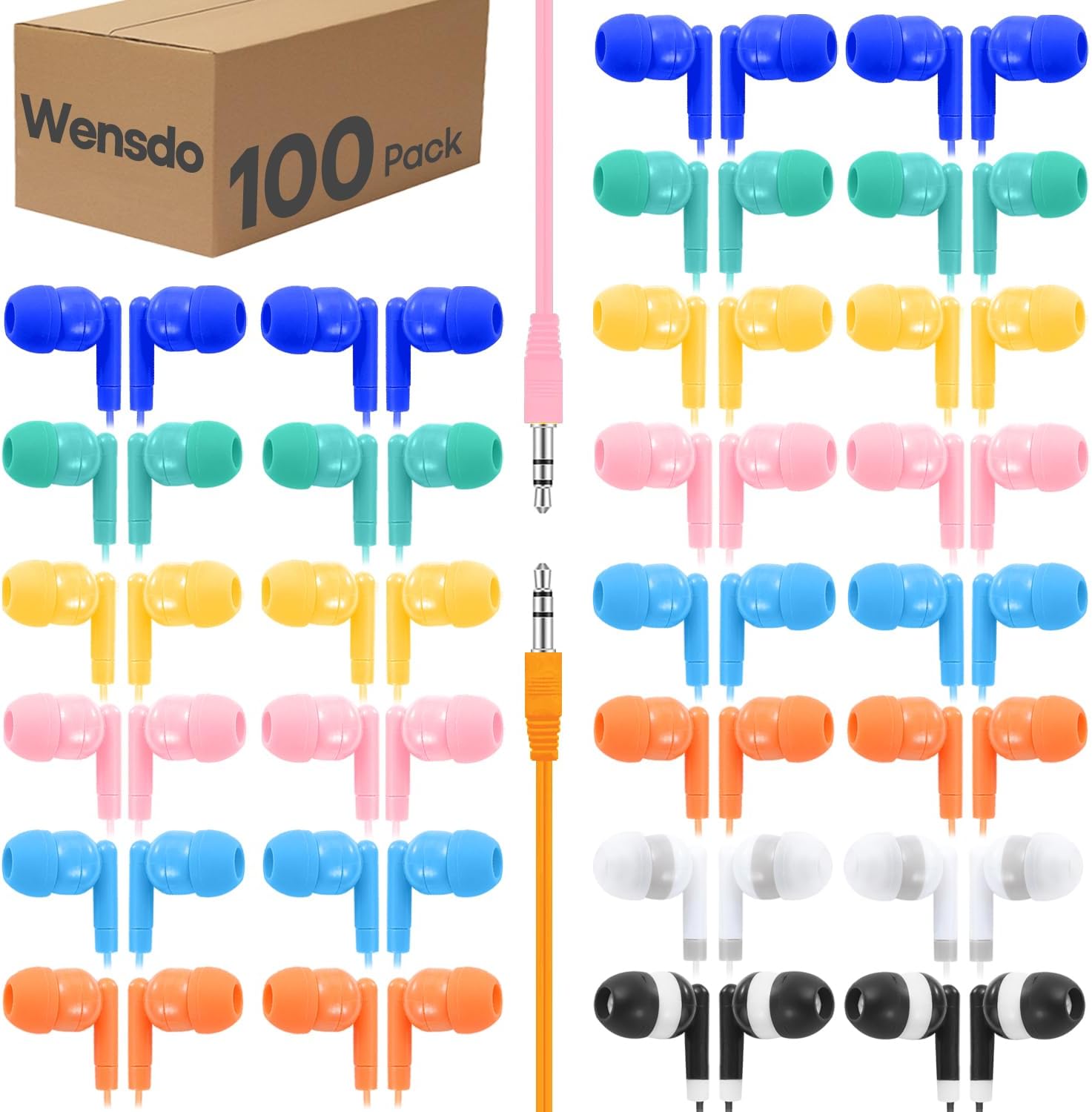 100 Packs Earbuds Bulk Classroom Headphones for Students Use