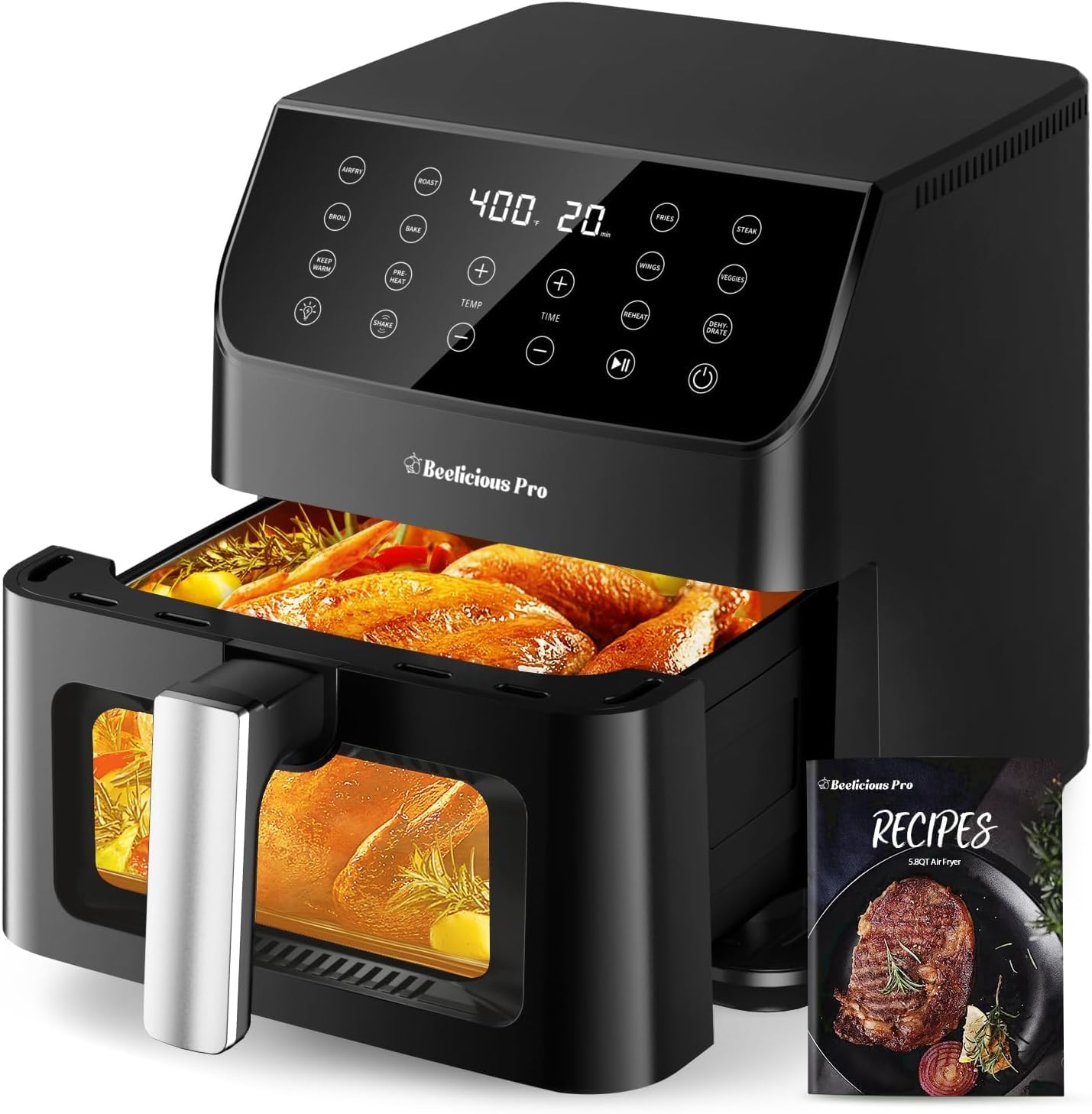 Beelicious 5.8QT Large Air Fryer with Flavor-Lock Tech