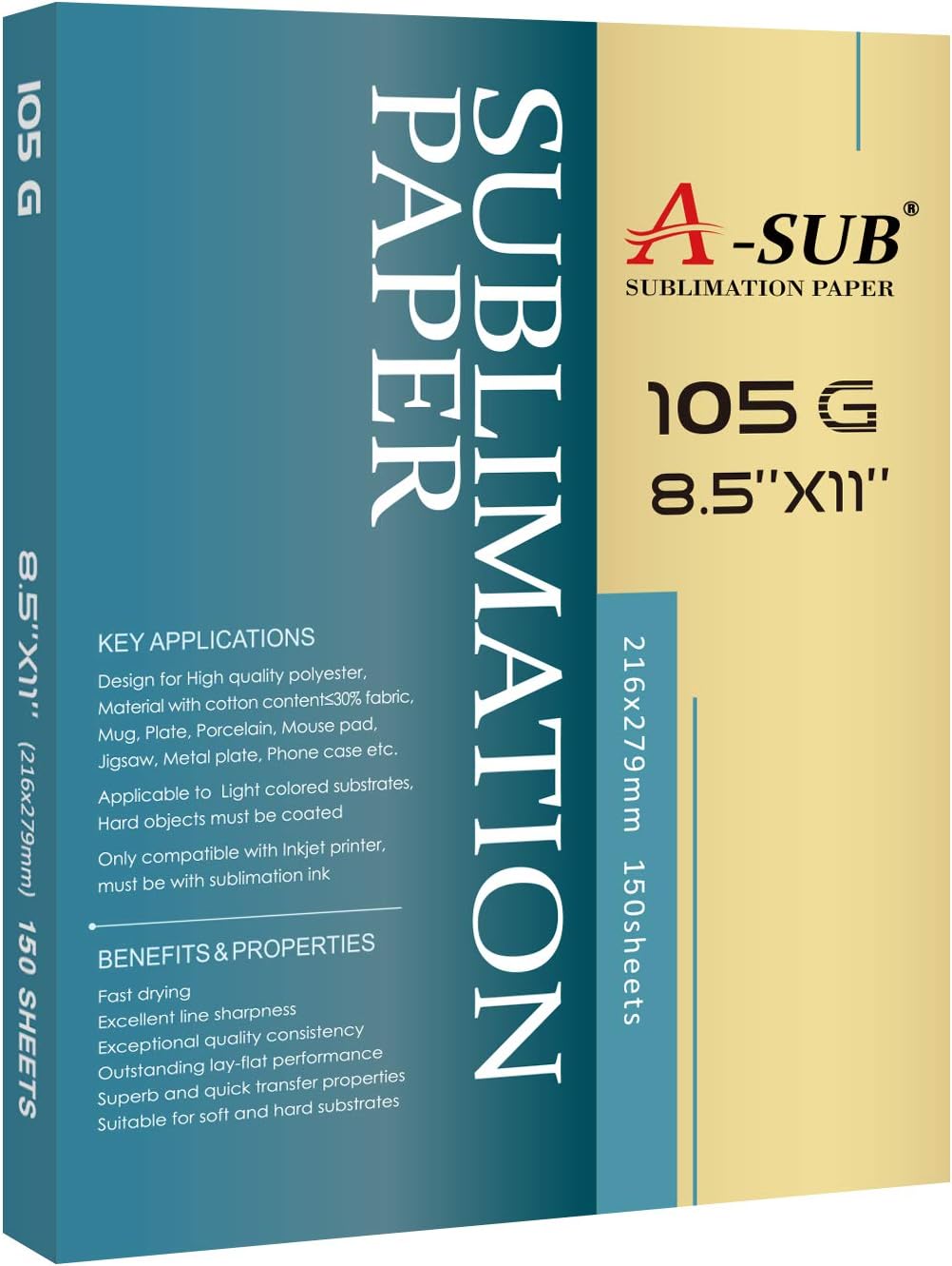 A-SUB Heat Transfer Paper: 150 Sheets 8.5x11 Compatible Inkjet Printer
