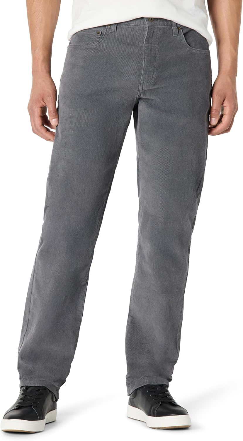 Mens Straight Fit 5 Pocket Corduroy Pant for Everyday Comfort