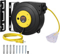 50 FT Retractable Extension Cord Reel - Heavy Duty Yellow