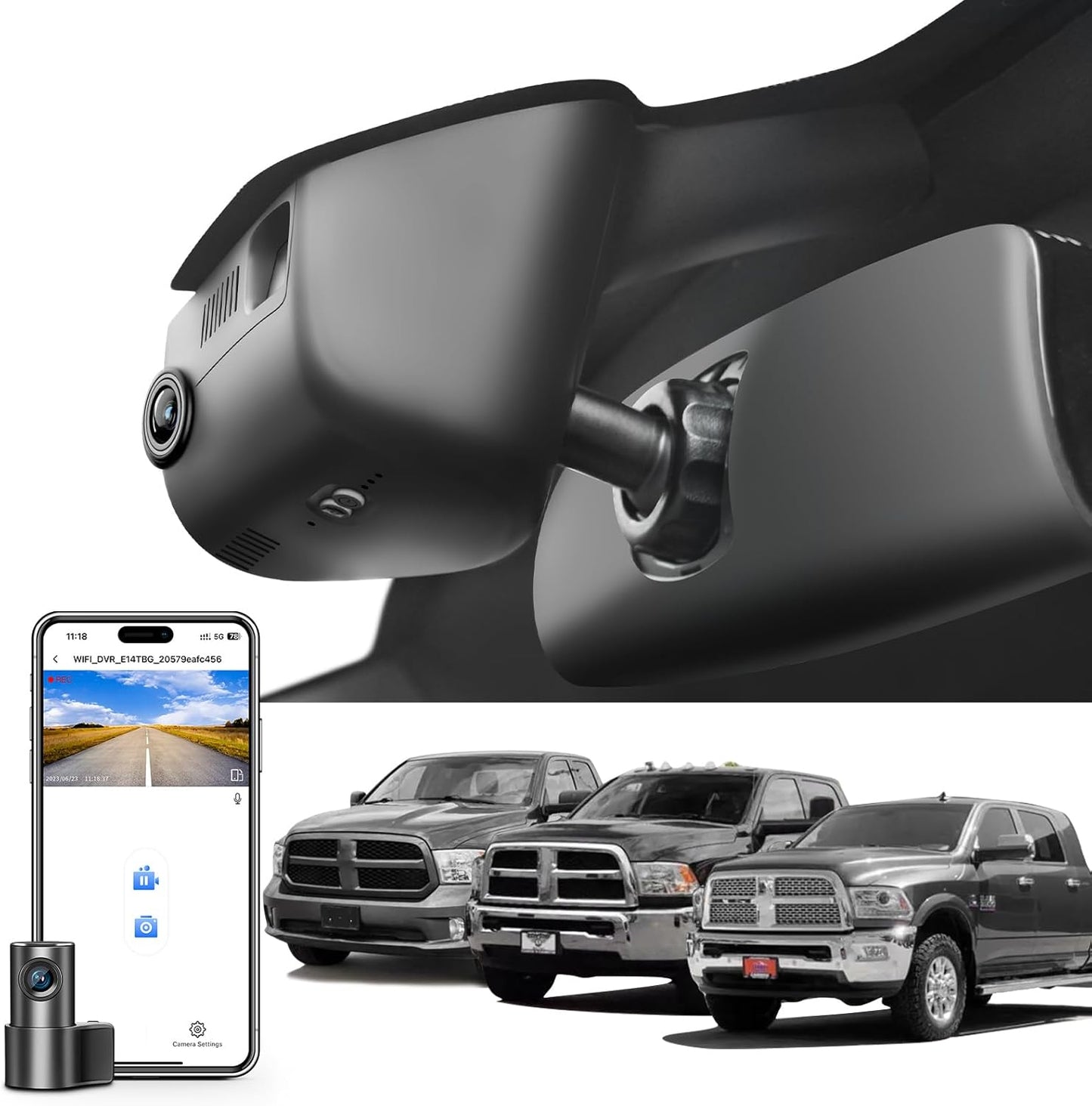4K & Rear 1080P Dash Cam for Dodge RAM 1500/2500/3500 Models