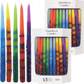 Multicolored Striped Dripless Hanukkah Candles 45-Pack - Deluxe Tapers