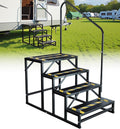 RV Steps with Handrail Heavy-Duty 4-Step Camper Entry Step - Stable