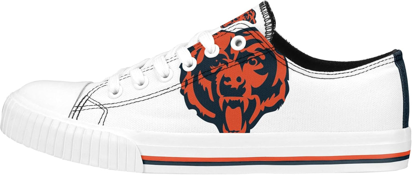 FOCO Women's NFL Team Big Logo Low Top White Canvas Sneakers