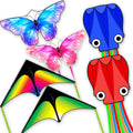3 Piece Set Butterfly Delta Octopus Kites for Kids and Adults