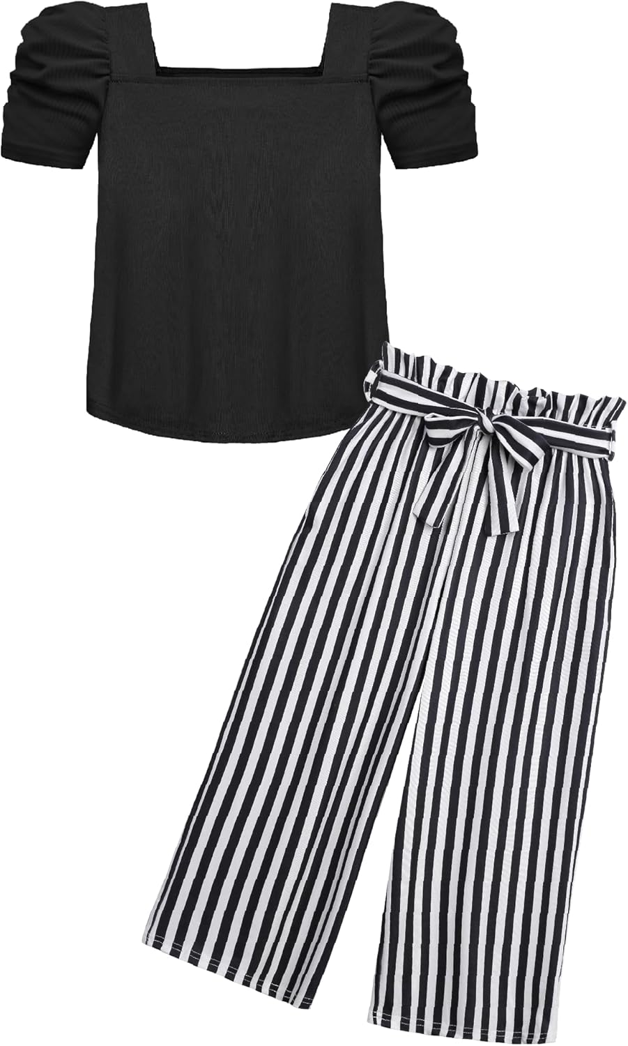 Arshiner Girls 2 Pieces Outfits Set with Puff Sleeve Tops and Pants