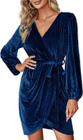 BerryGo Long Sleeve Velvet Wrap Mini Dress - Chic Cocktail Look