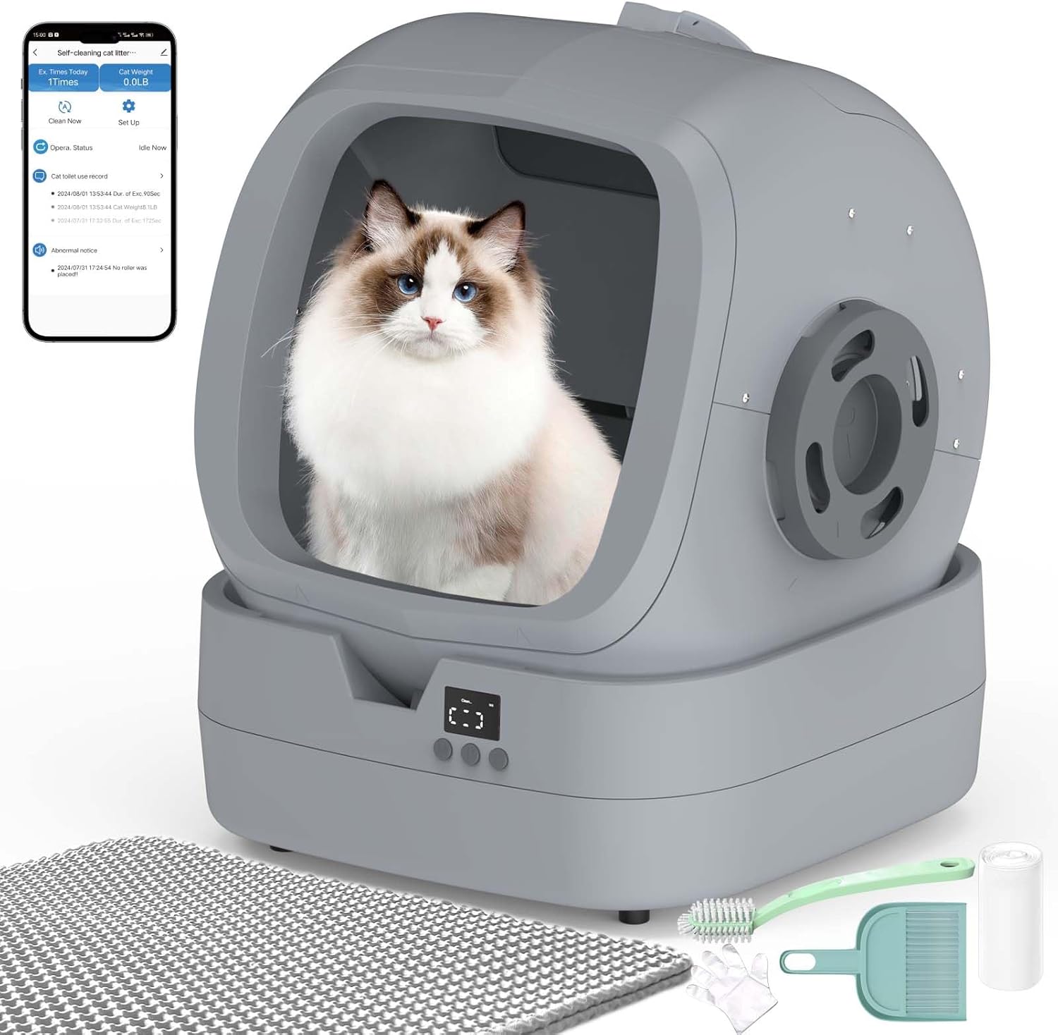 Automatic Cat Litter Box Self Cleaning with Smart Health Monitor