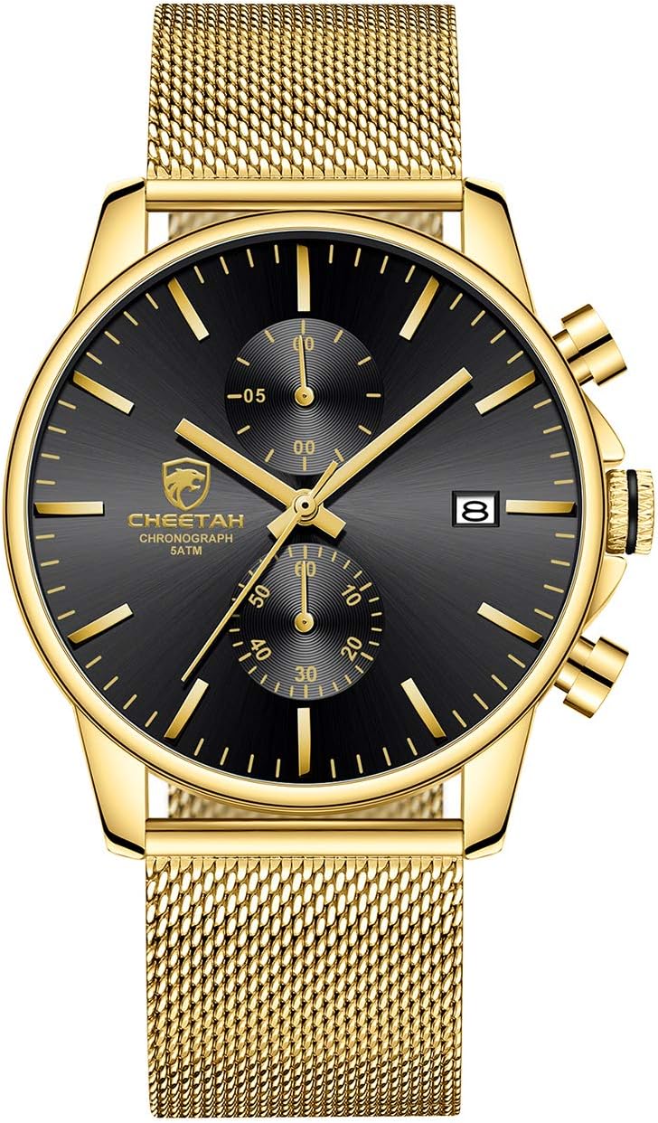 GOLDEN HOUR Mens Watch Sleek Minimalist Quartz Analog Chronograph