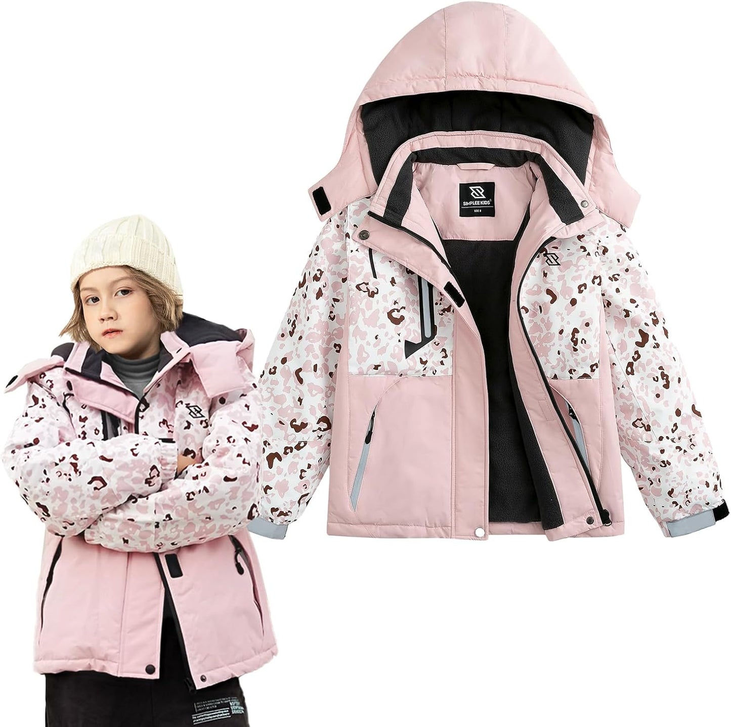 Simplee Kids Girls Waterproof Ski Snow Jacket for Winter Fun