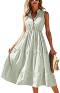 BROVAVE Womens Sleeveless Striped Midi Shirt Dress - Flattering