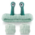 Snail Face Wash Headband and Wristband Set - Soft Green Spa Kit