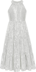 GRACE KARIN Girls Sequin Dress Formal Maxi for Ages 5-14 - Elegant