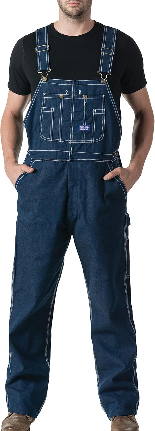 Big Smith Men's Rigid Denim Bib Overall for Durability and Comfort