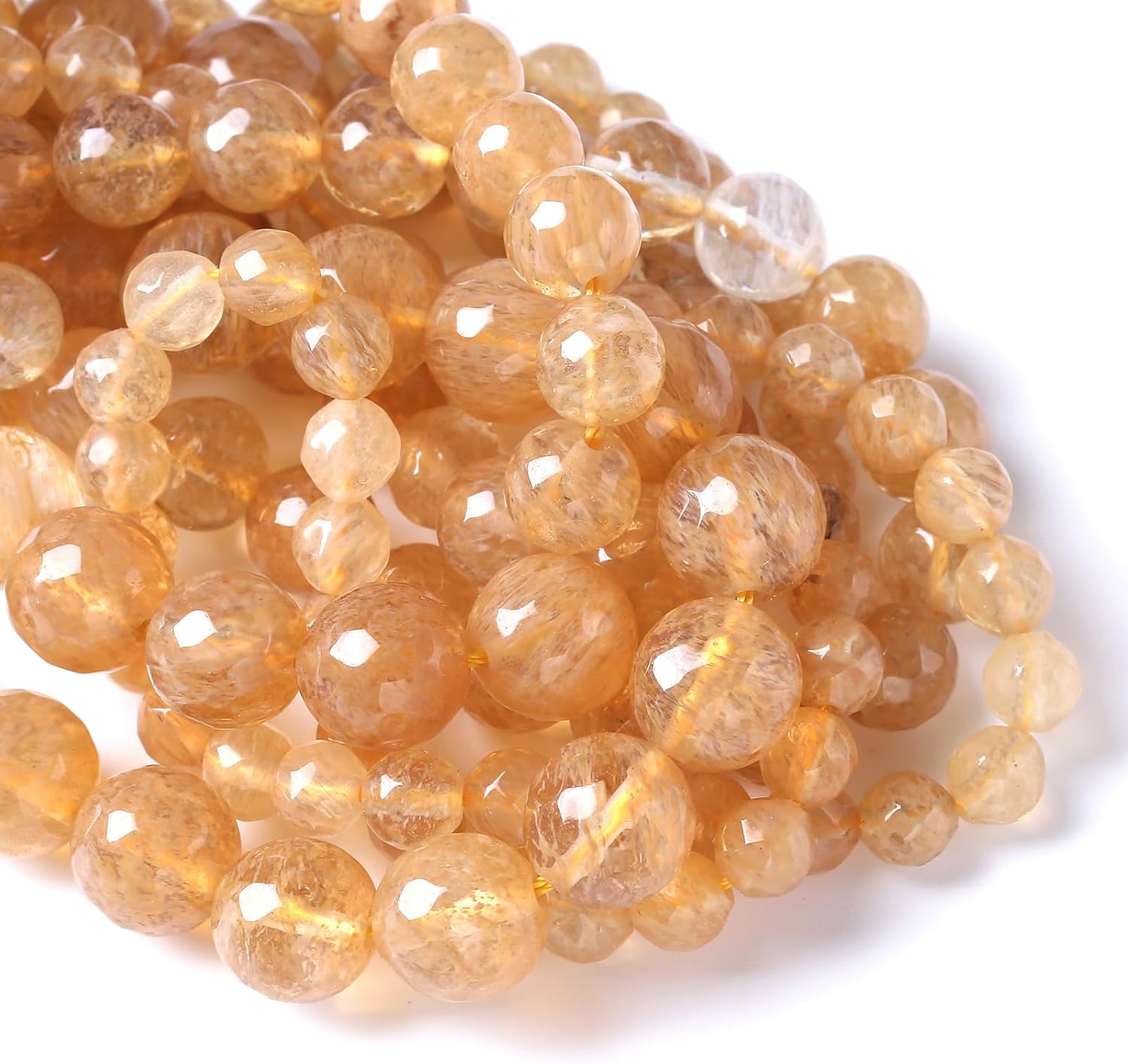 Faceted Tea Yellow Jade Beads for Energy Healing