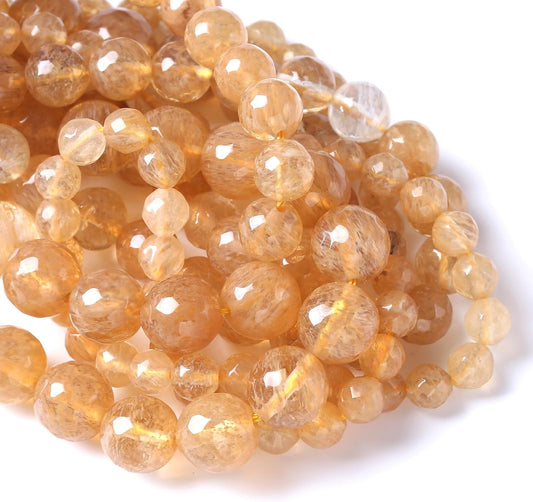 Faceted Tea Yellow Jade Beads for Energy Healing