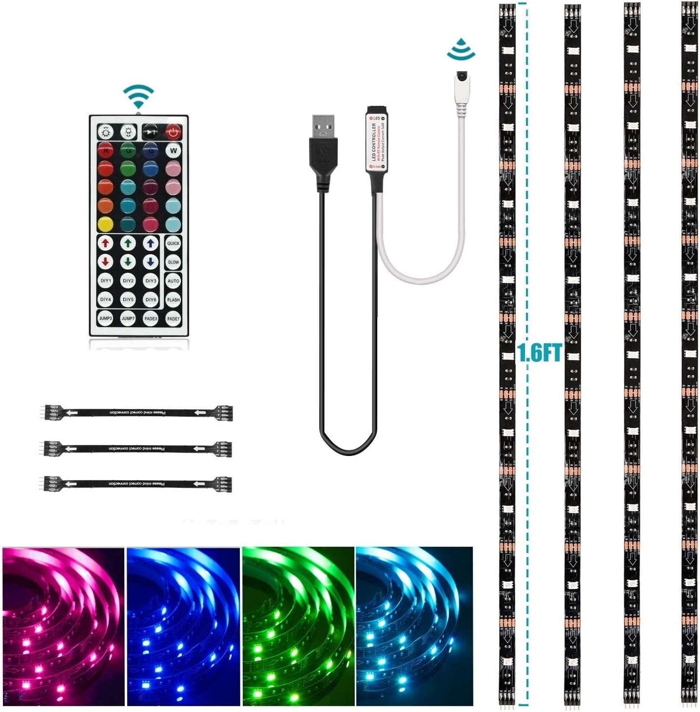 HOUHUI RGB LED Strip Lights Kit - Vibrant Colors for Enhanced Ambiance