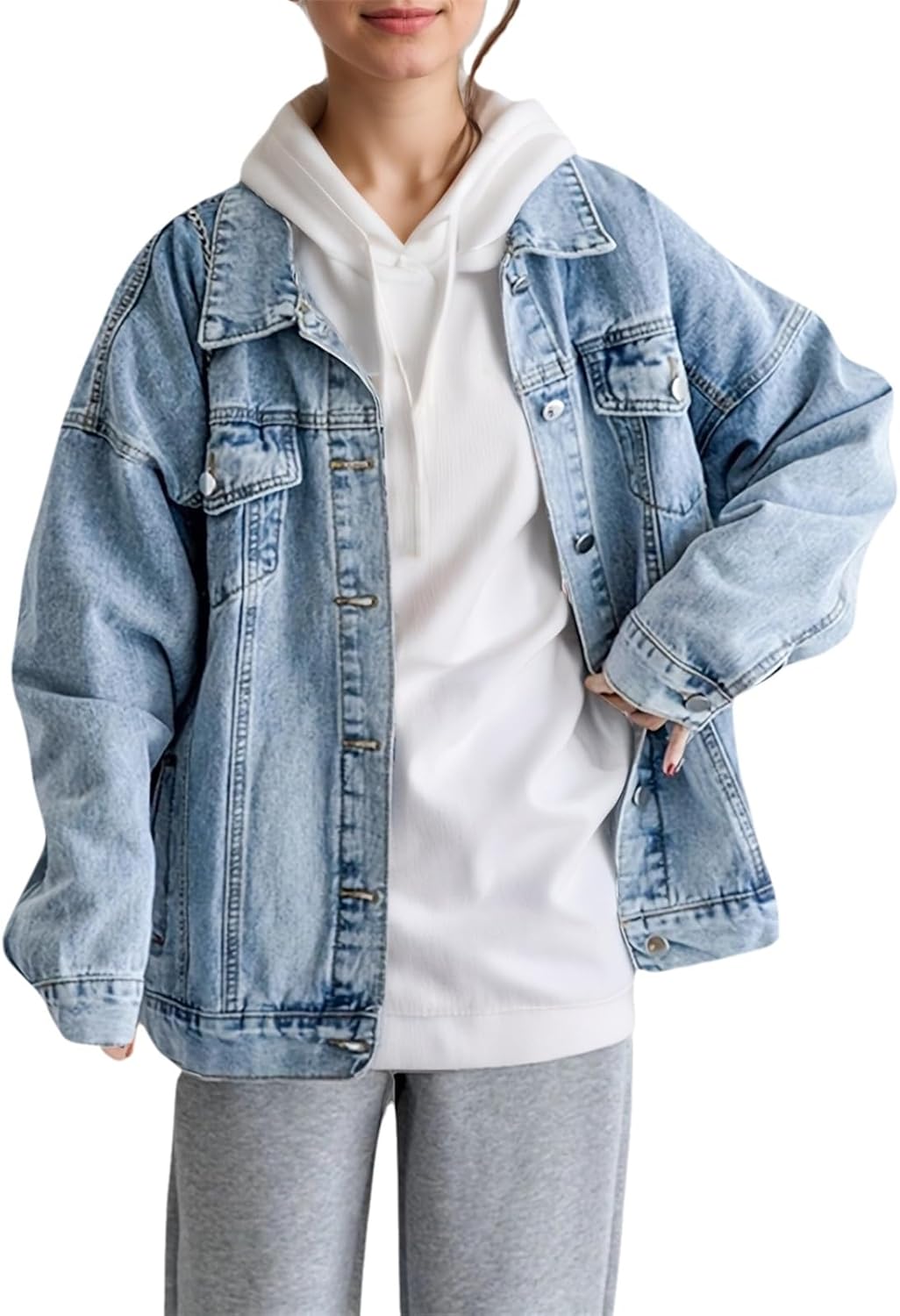 Oversized Denim Jacket for Women - Trendy Boyfriend Style