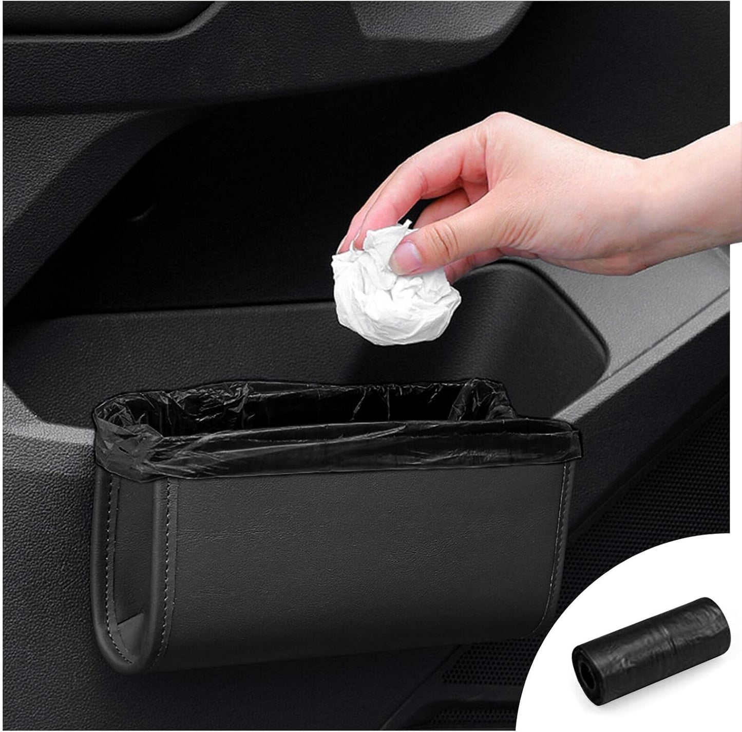 Leather Car Trash Bin - Keep Your Car Clean!