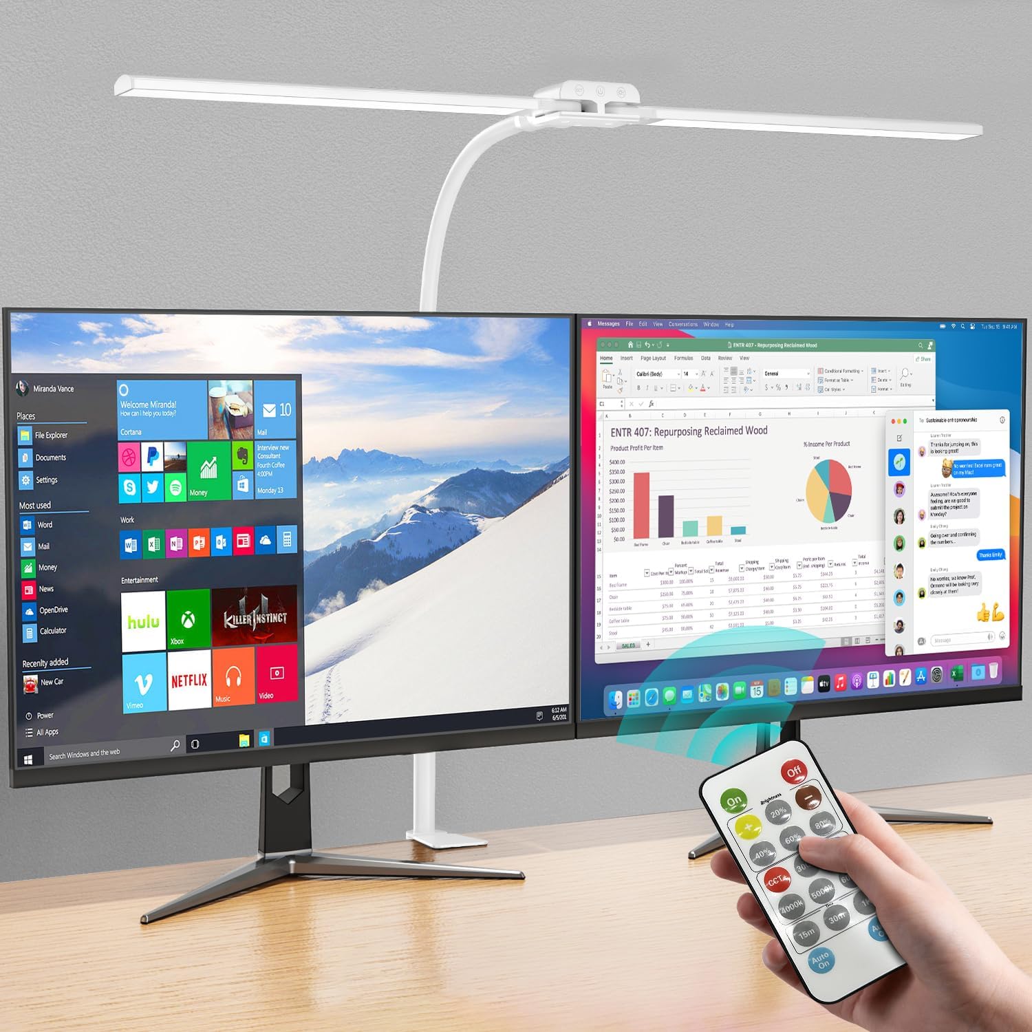 Remote Control Double Head LED Desk Lamp for Eye Care