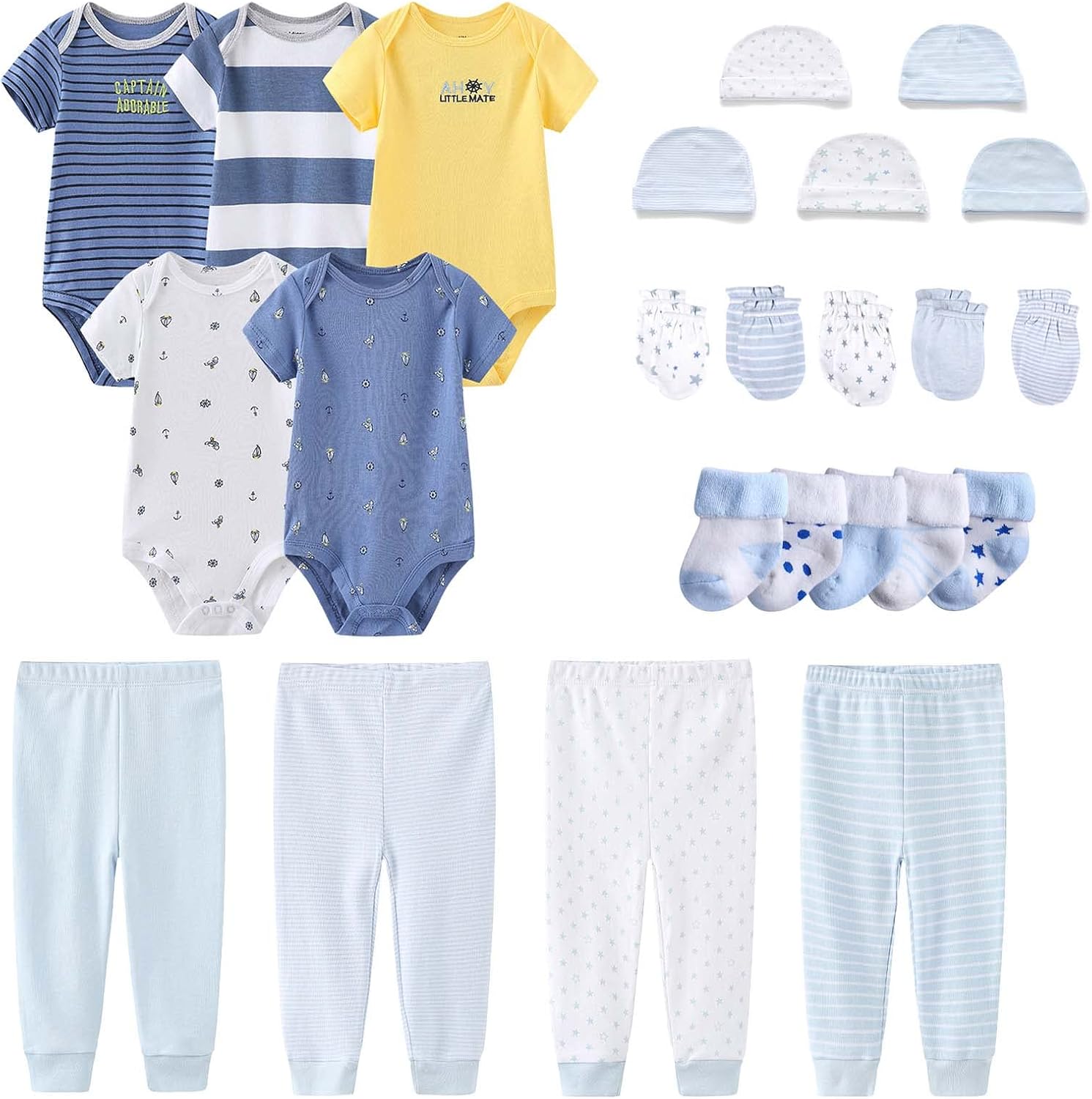 Newborn Layette Gift Set 24 Piece Cotton Essentials for Babies