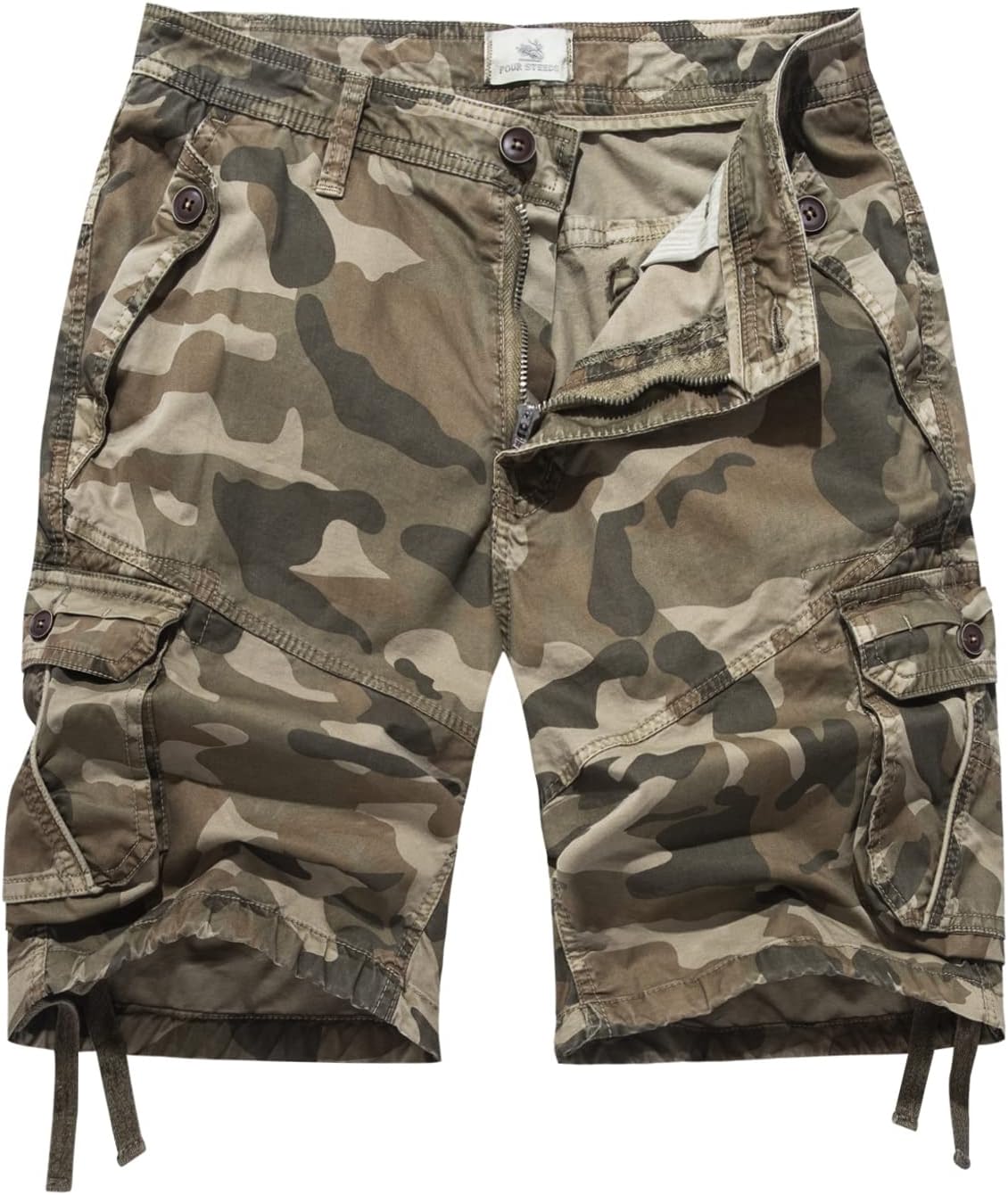 FOURSTEEDS Women's Casual Fitted Multi-Pockets Cargo Shorts