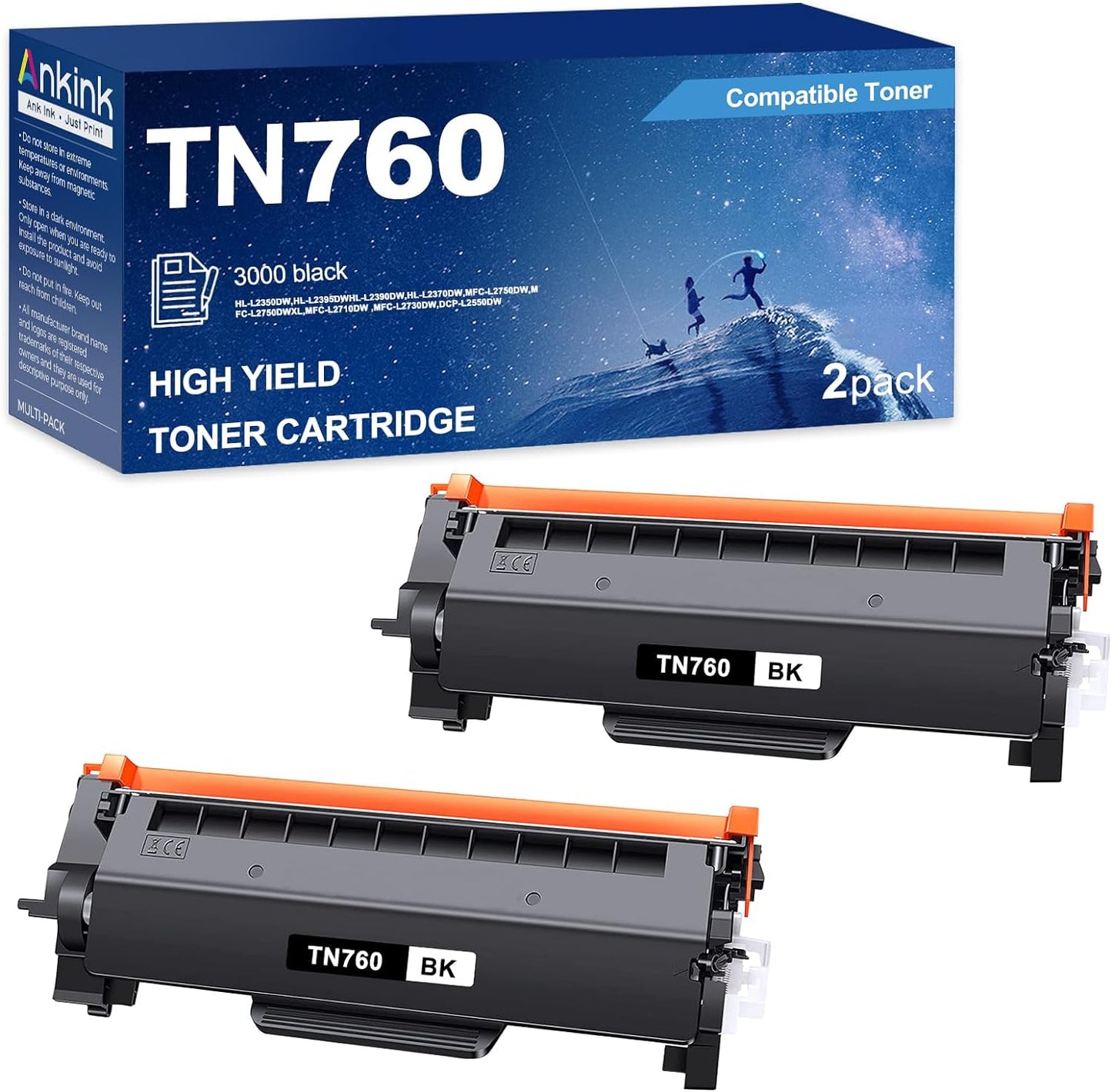 High-Quality 2-Pack Black Toner for Brother Printers