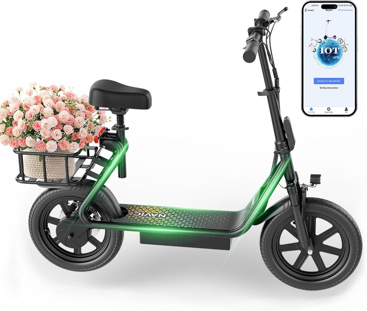NAVIC Electric Scooter for Adults with 500W Motor and 22MPH Speed