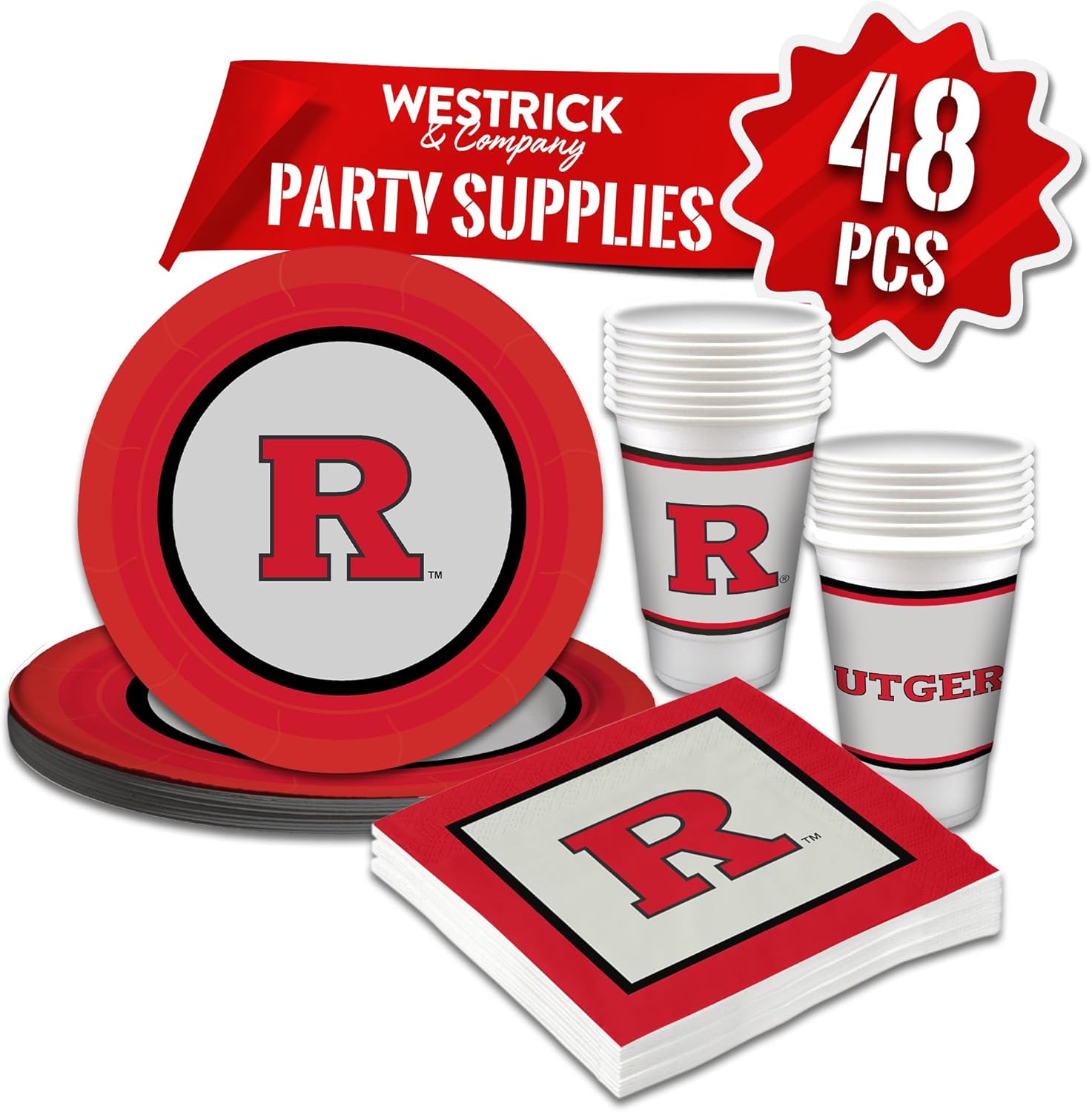 Rutgers Scarlet Knights 48 Piece Party Pack for Game Day Fun