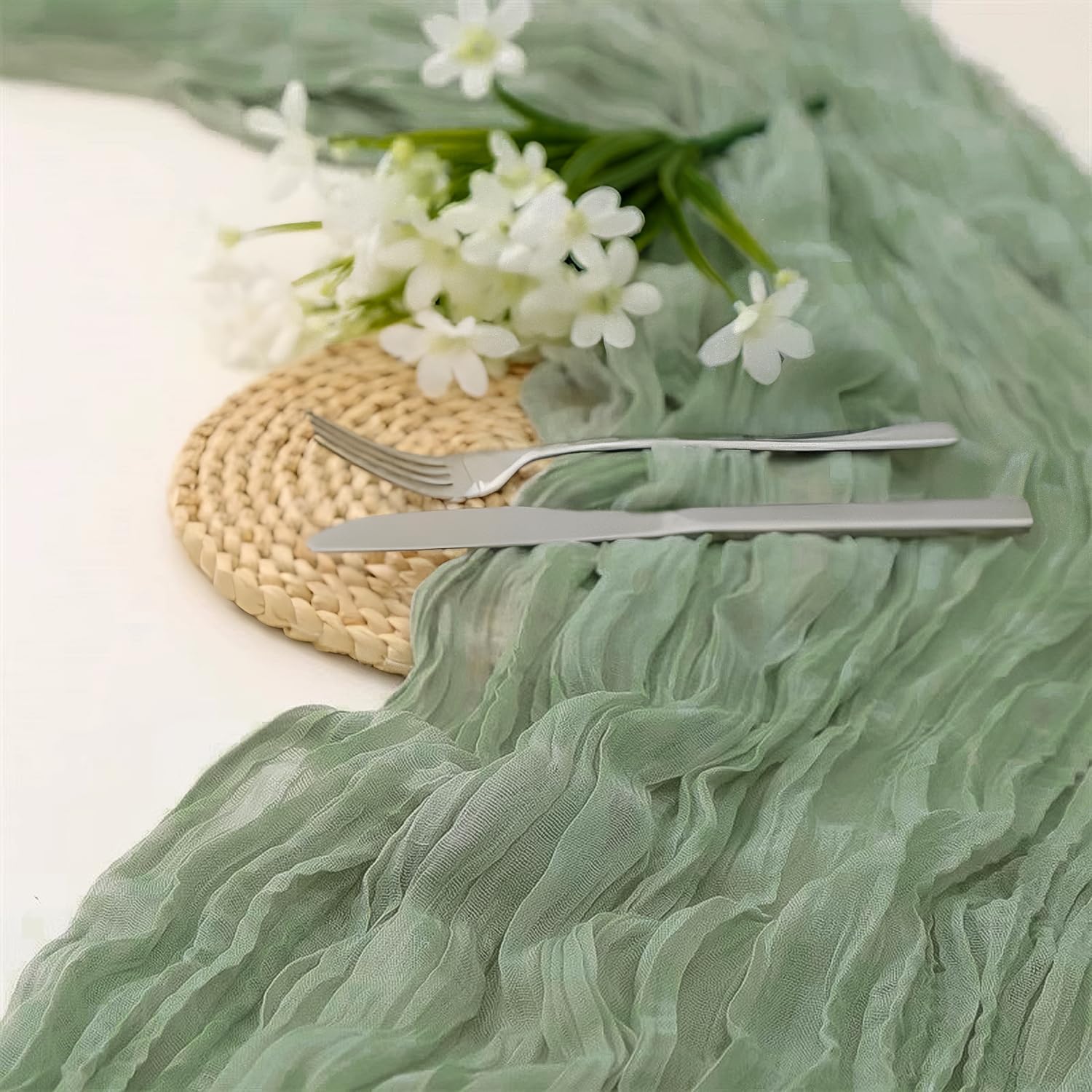 10 Ft Cheesecloth Table Runner Set for Elegant Table Decor