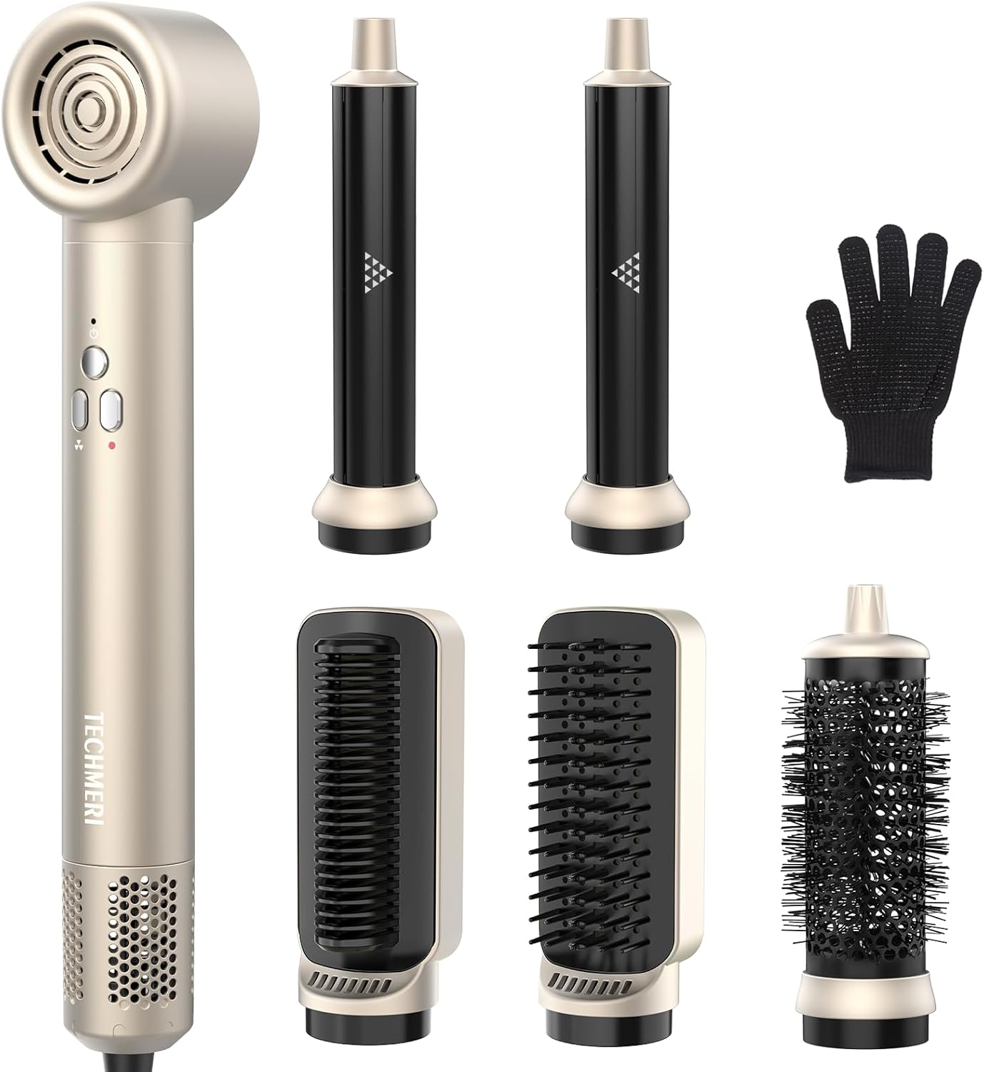 TECHMERI 6-in-1 Hot Air Brush: Volumize, Straighten, Dry