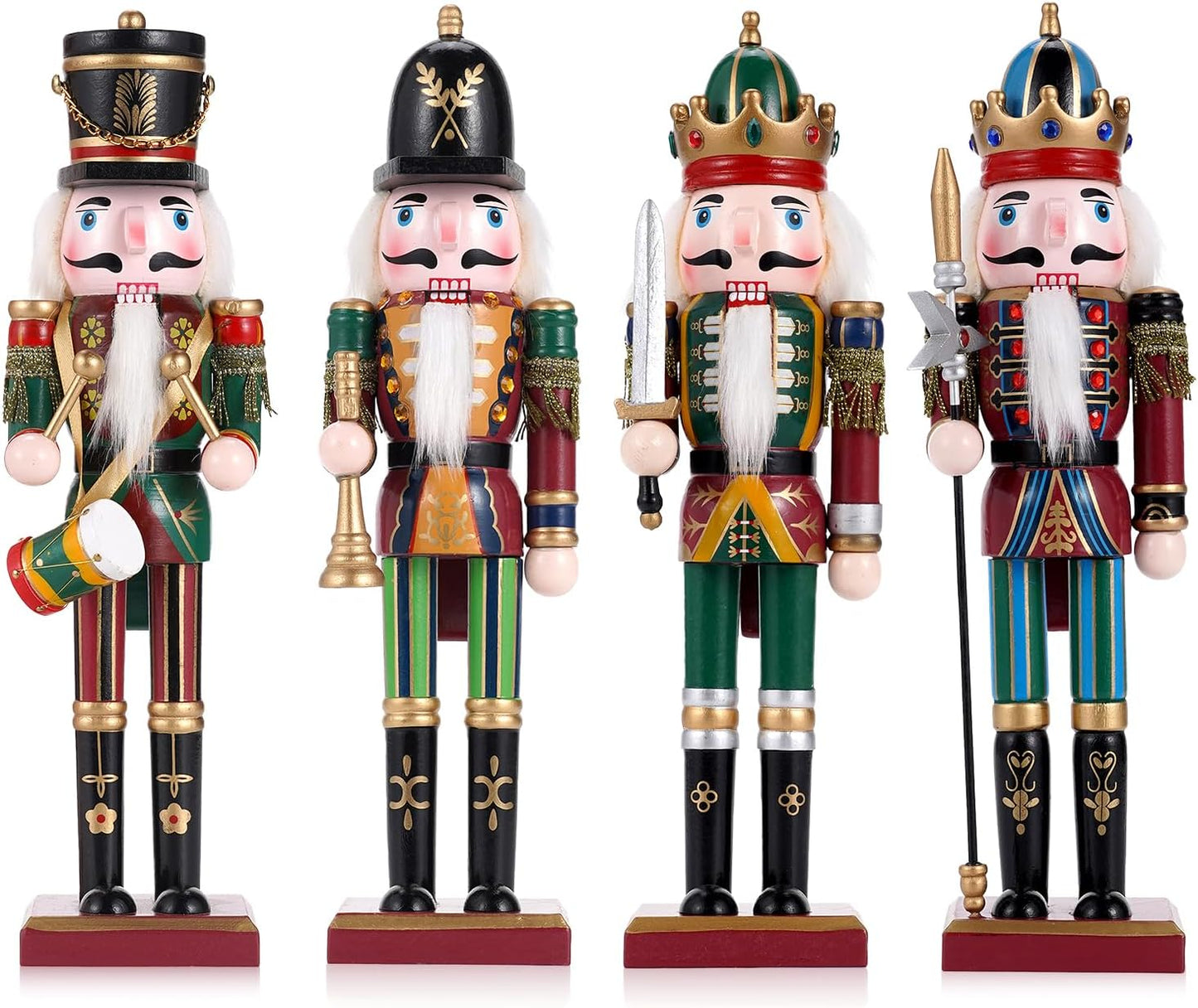4PCS Wooden Christmas Decorations Nutcracker Soldier for Festive Cheer