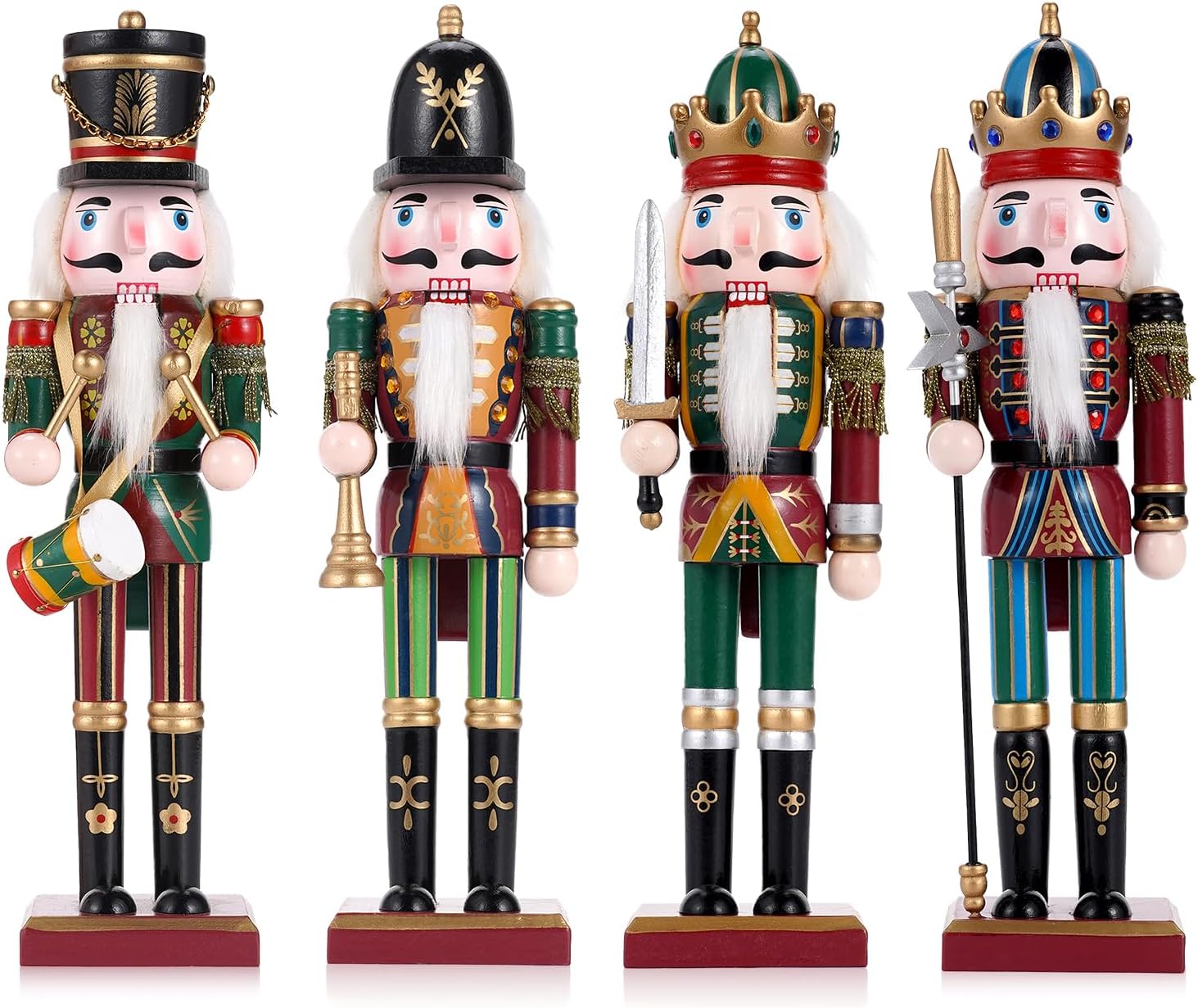 4PCS Wooden Christmas Decorations Nutcracker Soldier for Festive Cheer