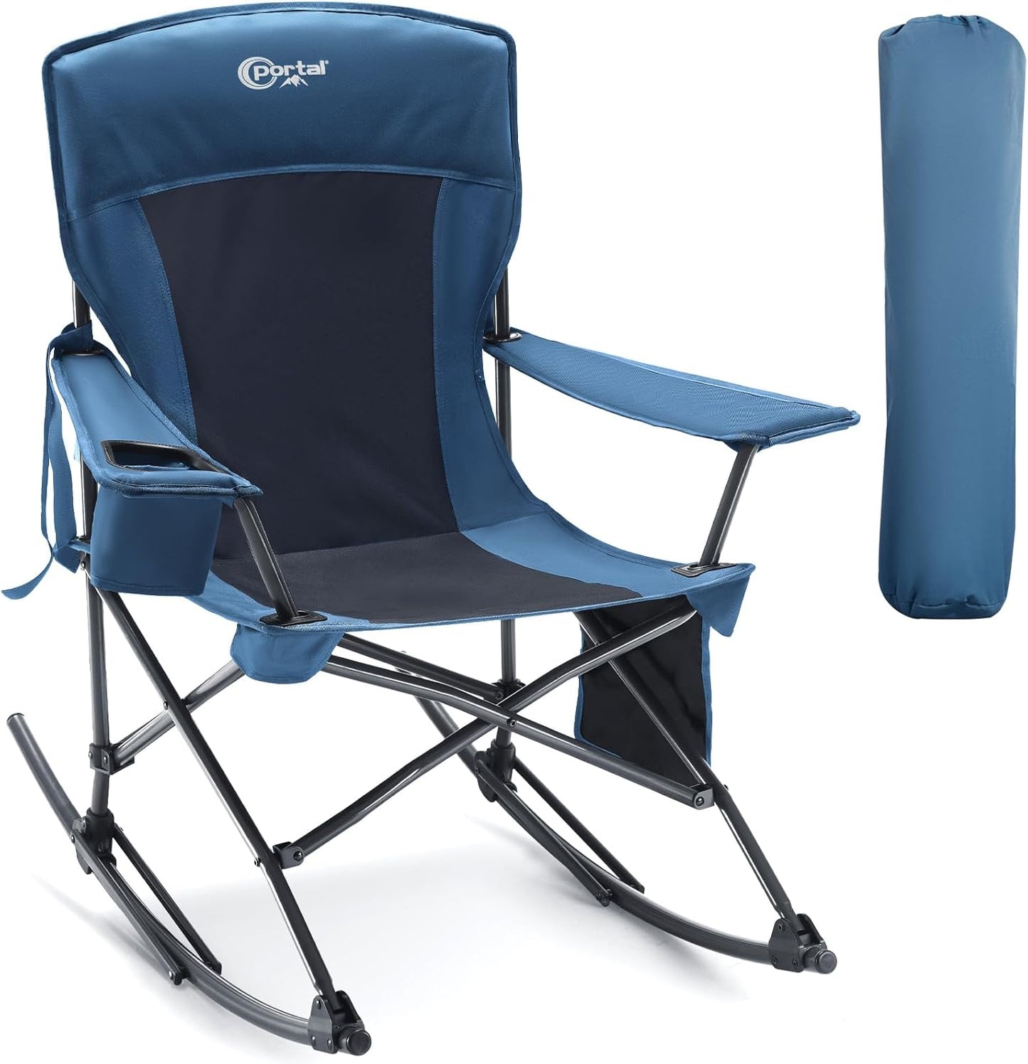 PORTAL Outdoor Rocking Chair - Portable Folding Rocker with Cup Holder
