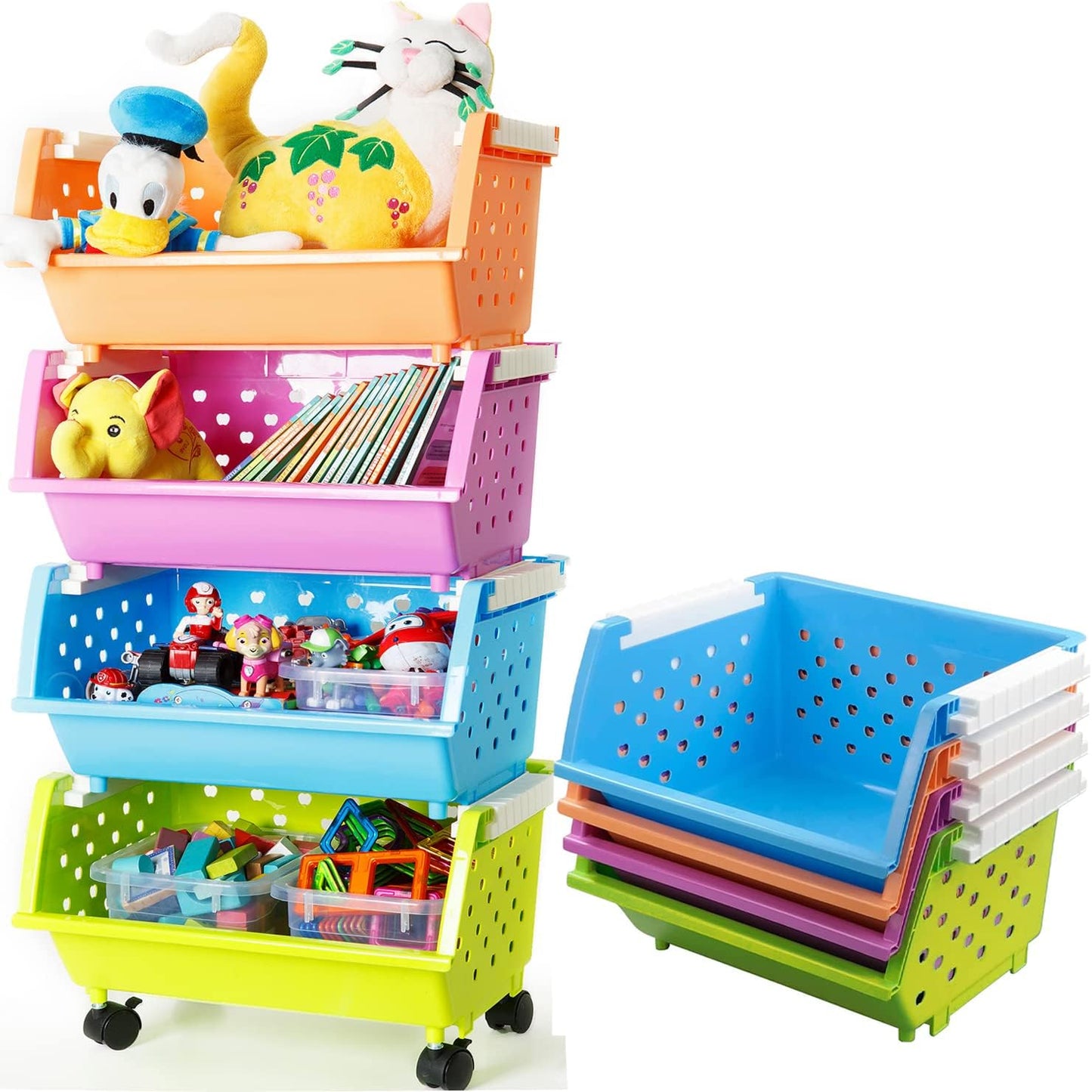 Kids' Toys Storage Organizer Bins with Wheels for Easy Cleanup