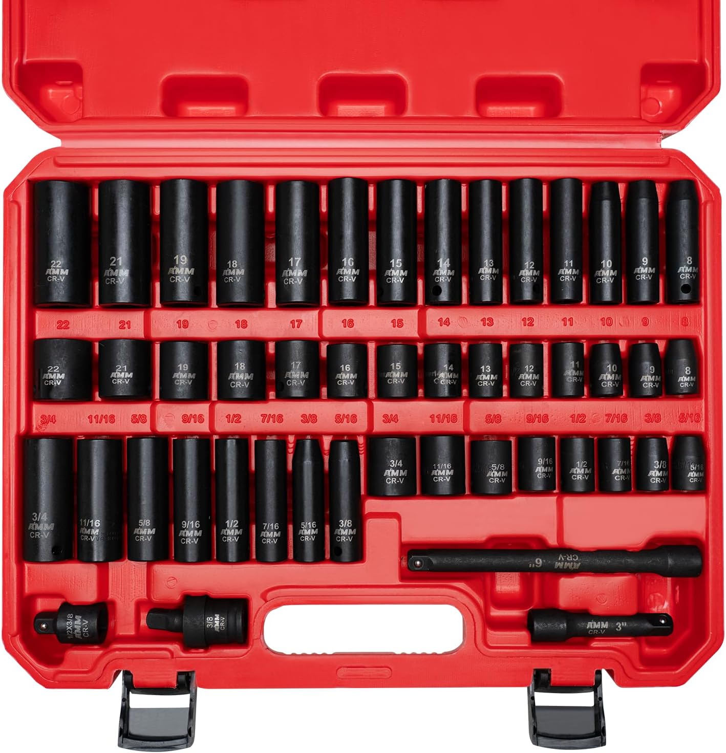 48-Piece 3/8 Drive Impact Socket Set for Precision Work