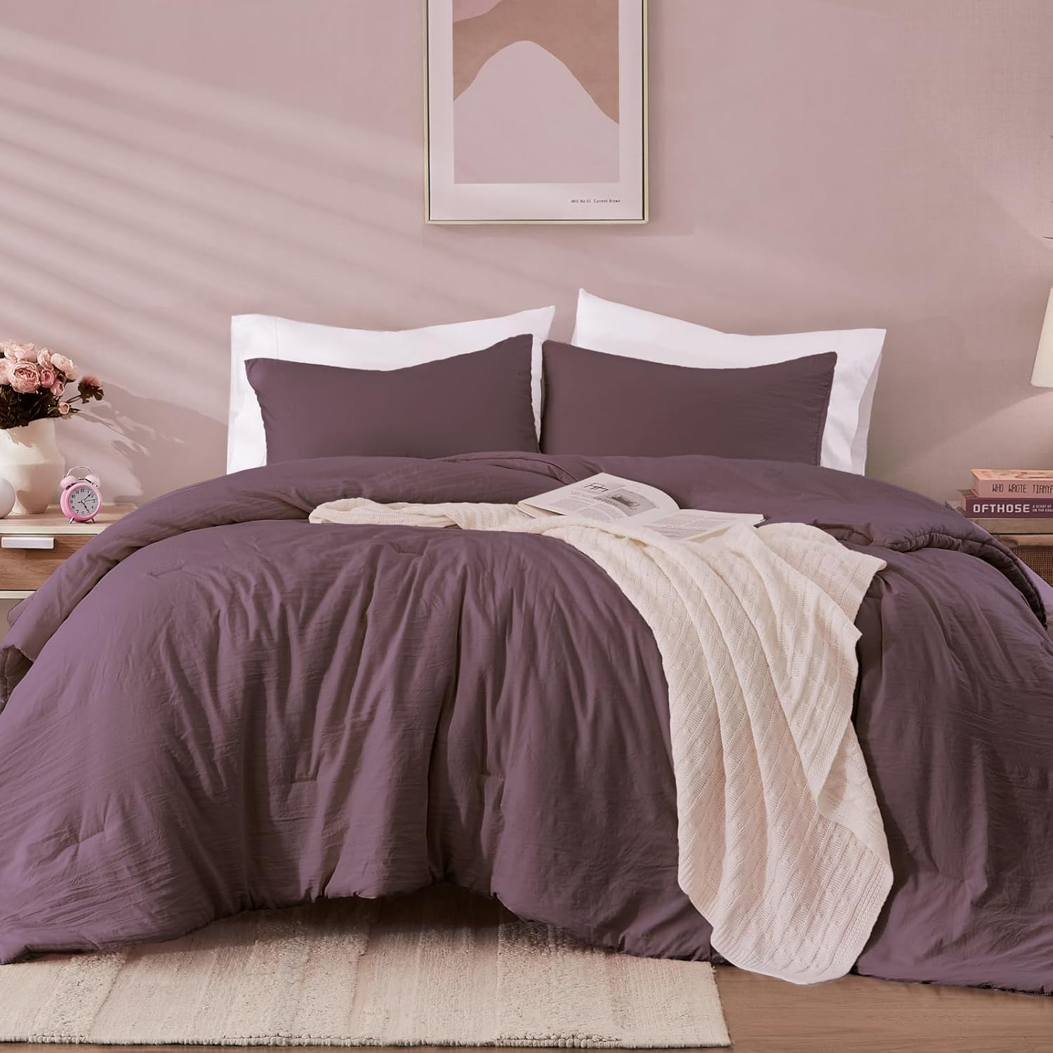 WRENSONGE Twin XL Comforter Set - Soft Lightweight Deep Purple