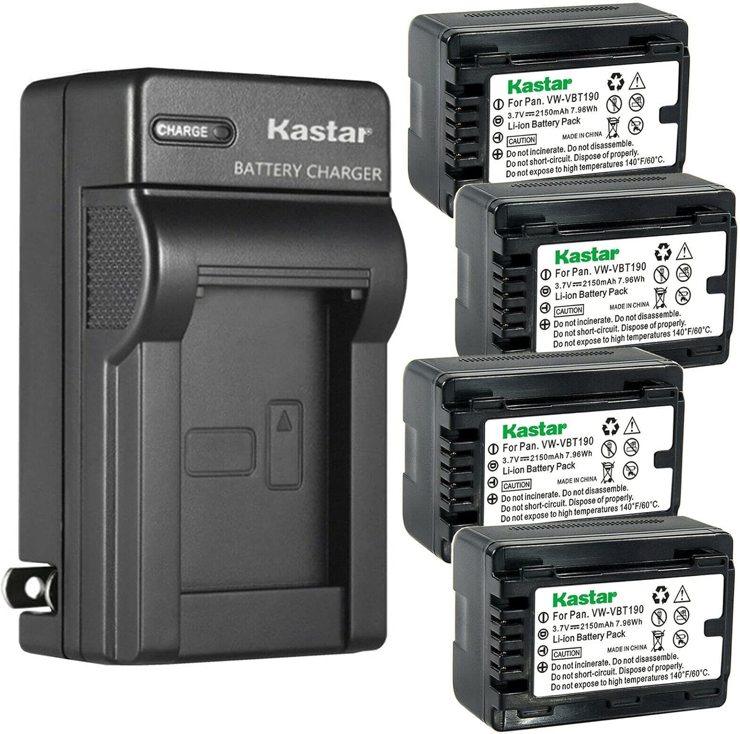Kastar 4-Pack Battery and AC Wall Charger for Panasonic Cameras