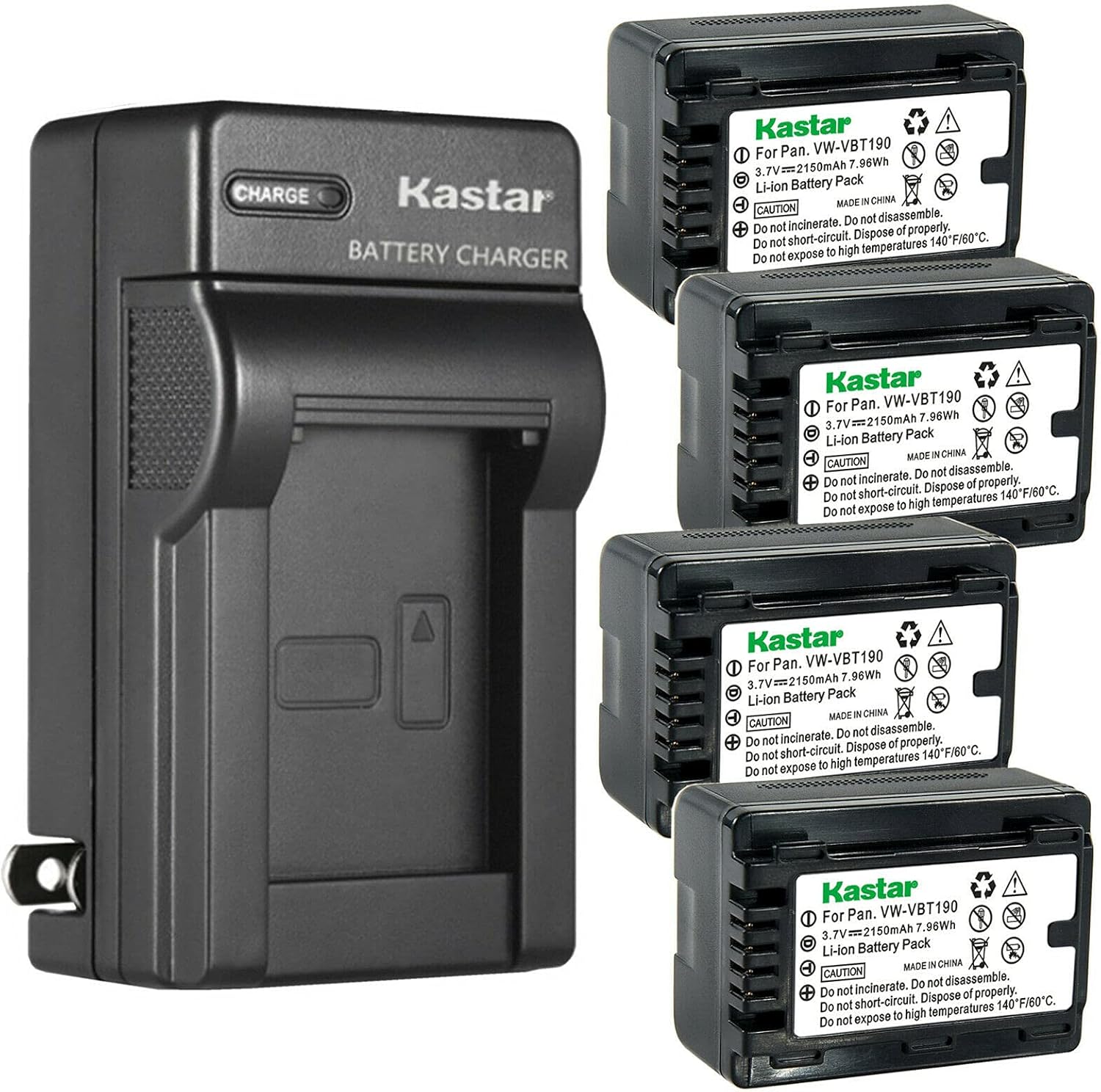 Kastar 4-Pack Battery and AC Wall Charger for Panasonic Cameras