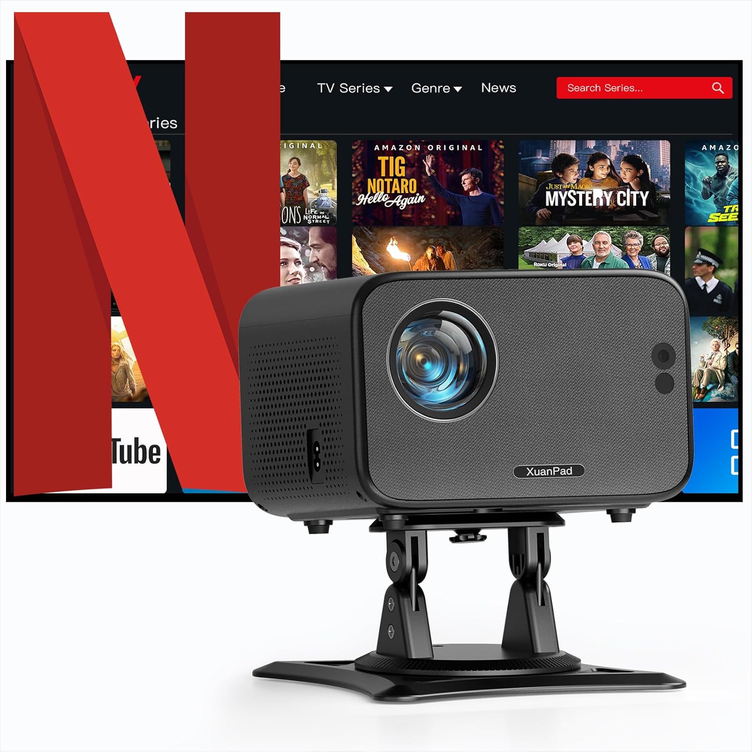 XuanPad Full HD 1080P Projector with WiFi and Bluetooth Features