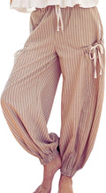 Women Drawstring Striped Pants Loose Wide Leg Casual Lounge Pants all