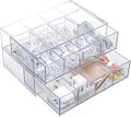 Clear Plastic Cable Organizer Drawer 2 Pack - Adjustable Compartments