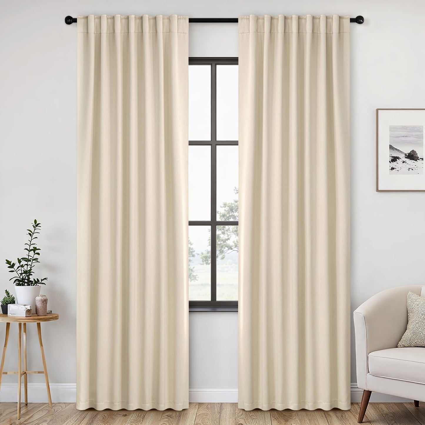 Back Tab Blackout Curtains for Bedroom and Living Room 84 in