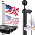 14 Gauge Flag Pole 25 FT for Outside In Ground - Heavy Duty Black