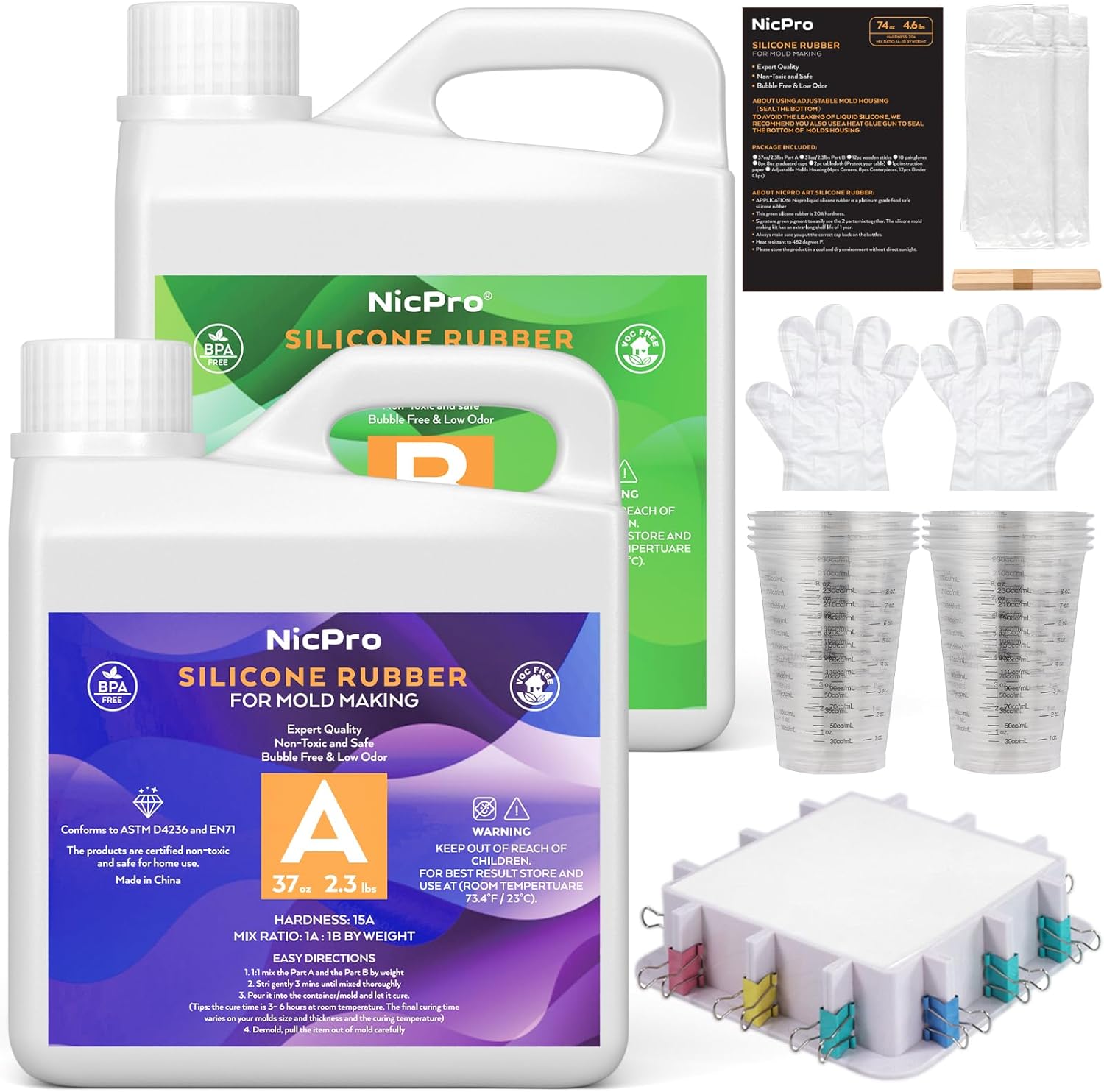 Nicpro 74oz Silicone Mold Making Kit for DIY Craft Projects