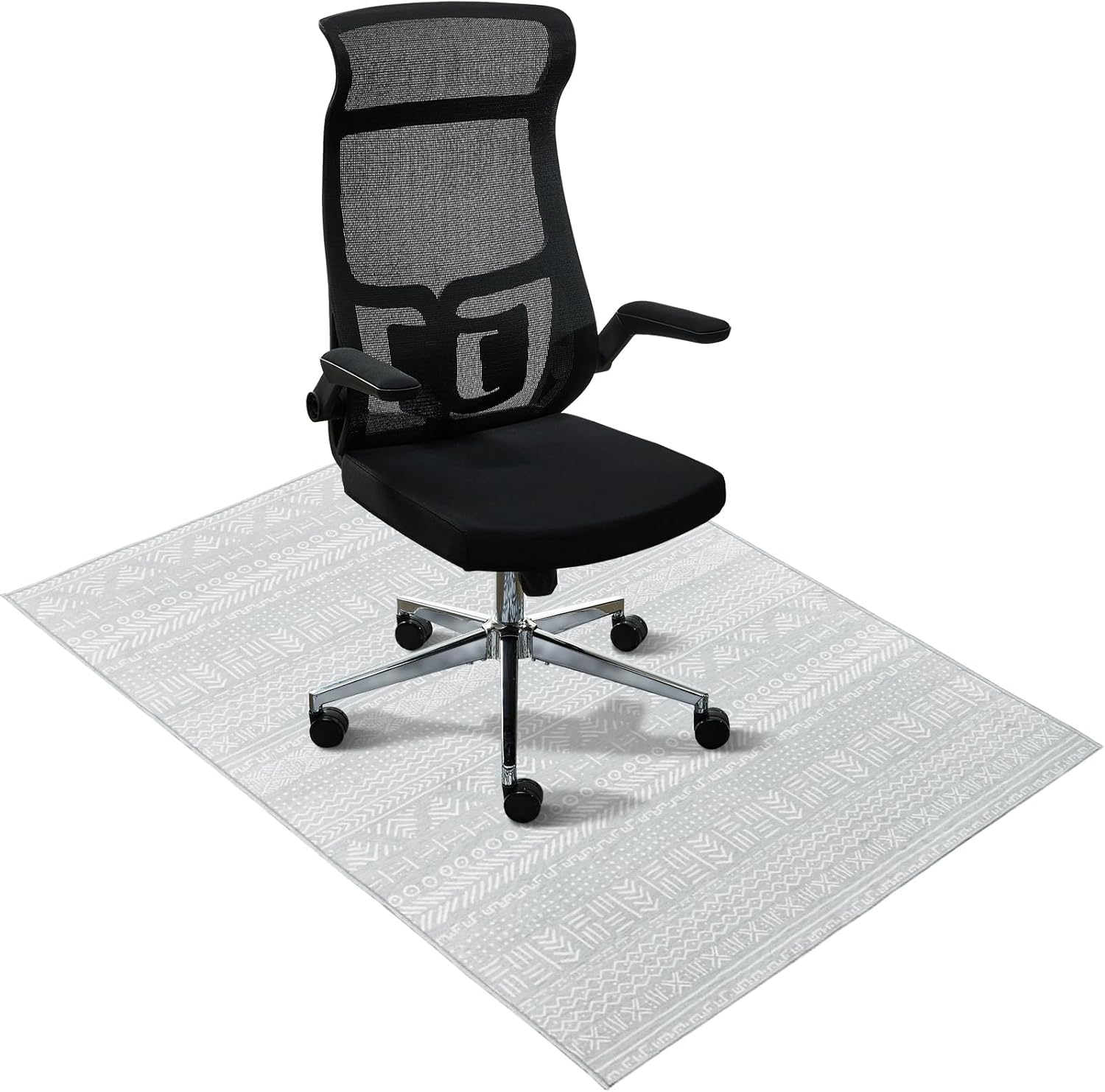 Modern Anti-Slip Chair Mat: Geometric Pattern, Hardwood-Friendly, Easy Clean