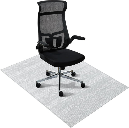 Modern Anti-Slip Chair Mat: Geometric Pattern, Hardwood-Friendly, Easy Clean