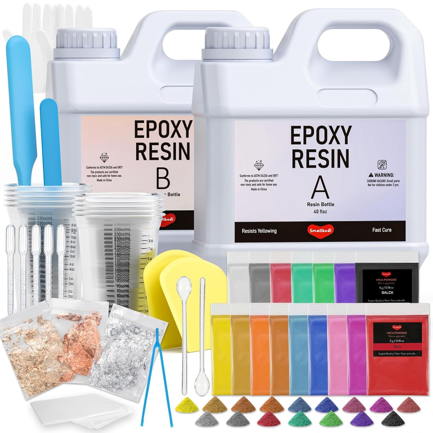 80 Oz Epoxy Resin Kit for Beginners with Mica Powder & More