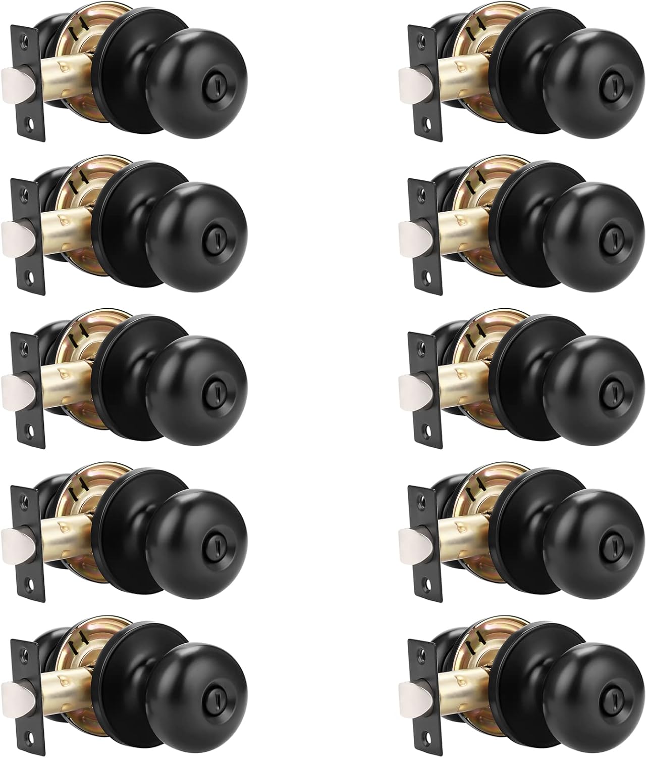 GOBEKOR Privacy Door Knobs - Keyless Locking Matte Black Set
